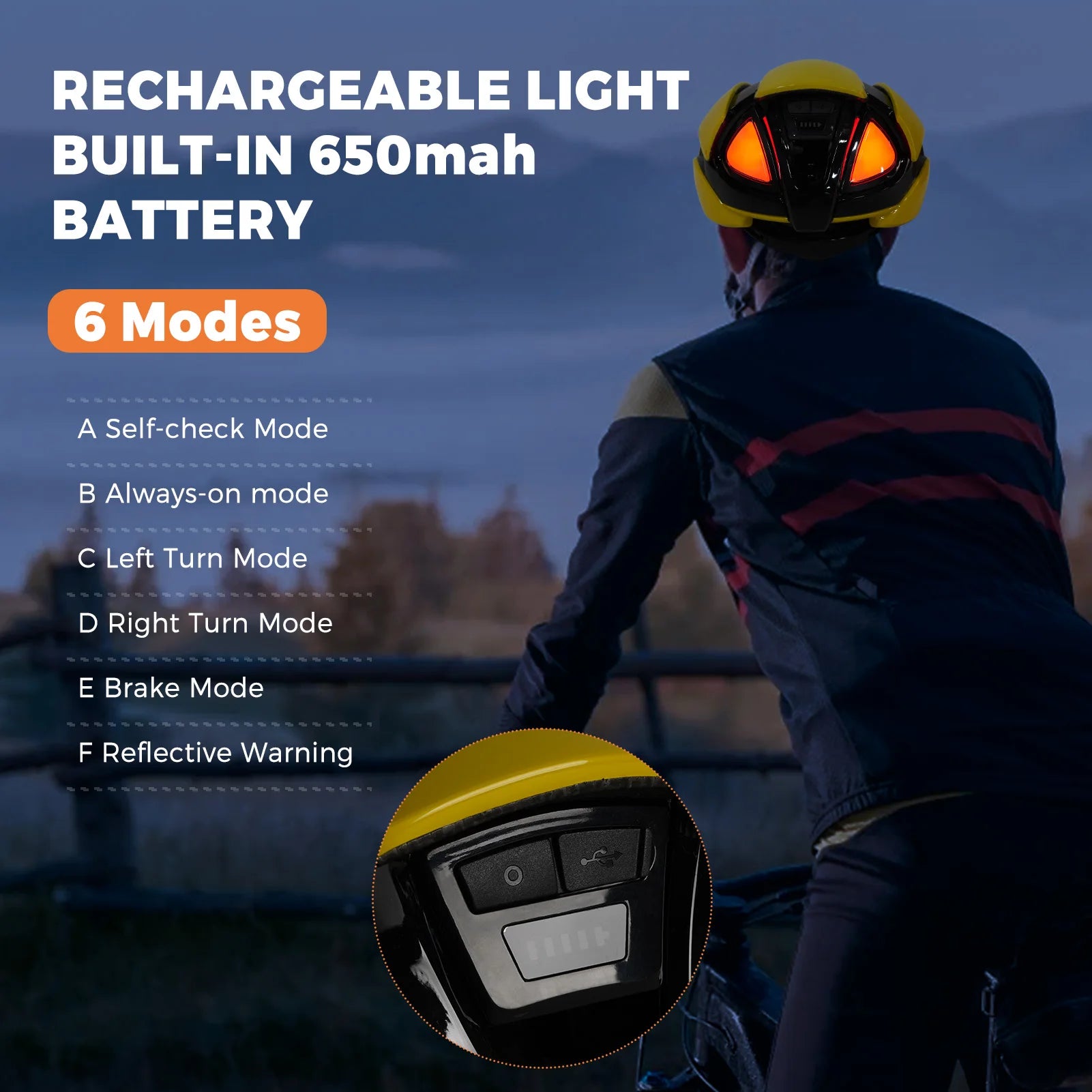 Smart Bike Helmet with Light &ndash; Night Light with Auto Brake