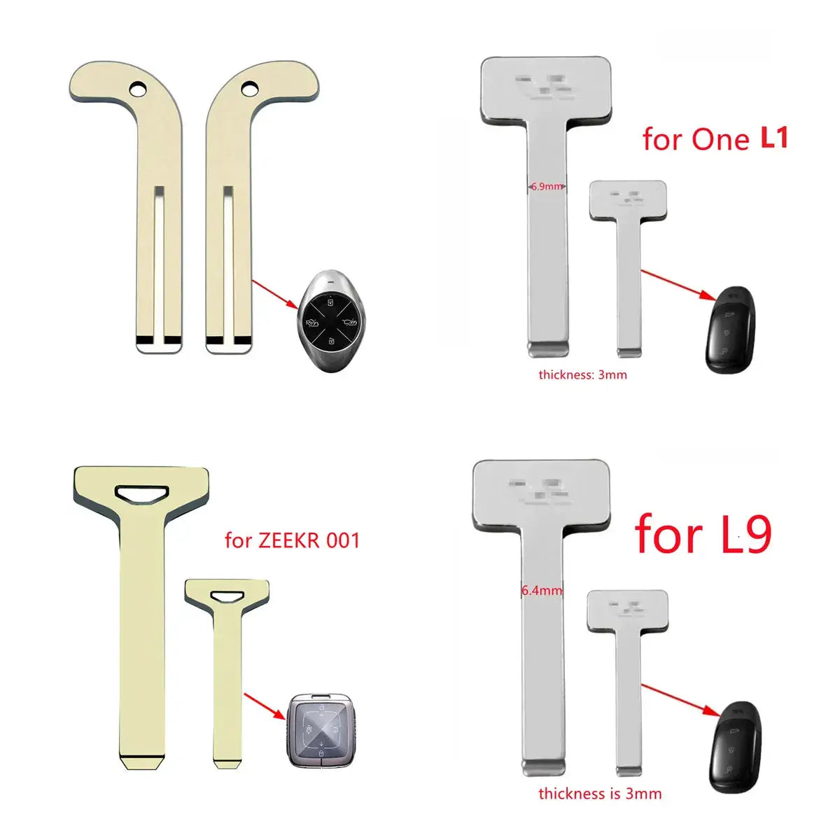 2PCS/Lot Car Smart Emergency Insert Key Blank Blade Replacement for ZEEKR 001 Xiaopeng P7 for BMW X7 Lixiang L1 L9 by InterCyprus Trading Ltd