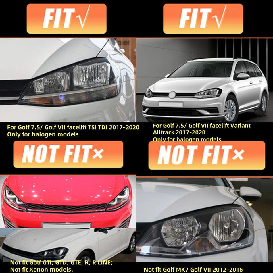 Faróis LED para VW Golf MK7.5 – Lâmpadas Frontais Halógenas