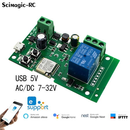 EWELINK Smart WiFi Garage Door Opener with Alexa Voice Control AC DC 7-32V NO Shell