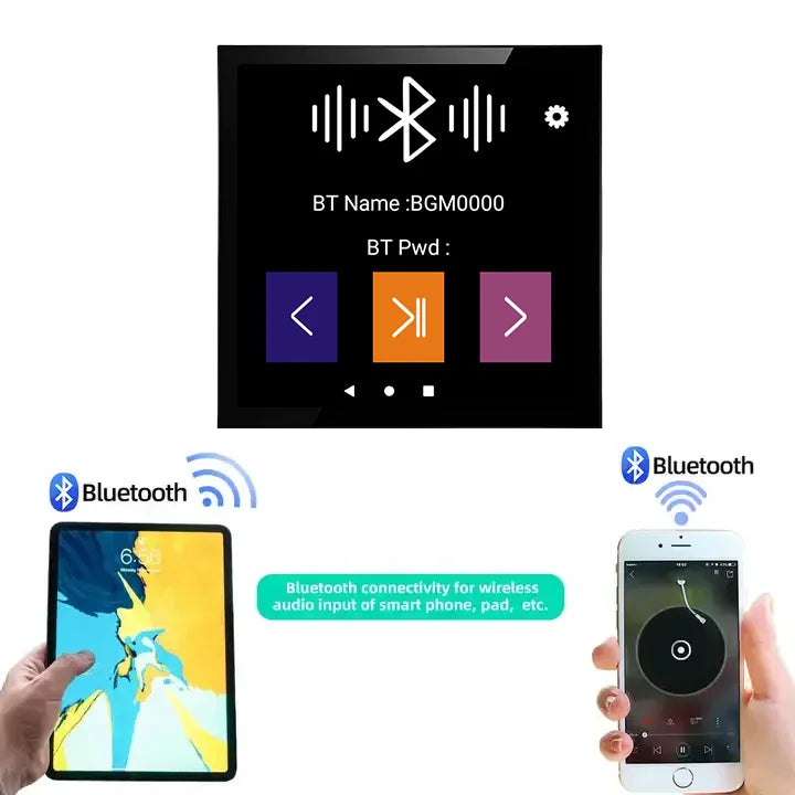 Smart Home Bluetooth Touch Wall Amplifier with Android 10 and Mini Screen