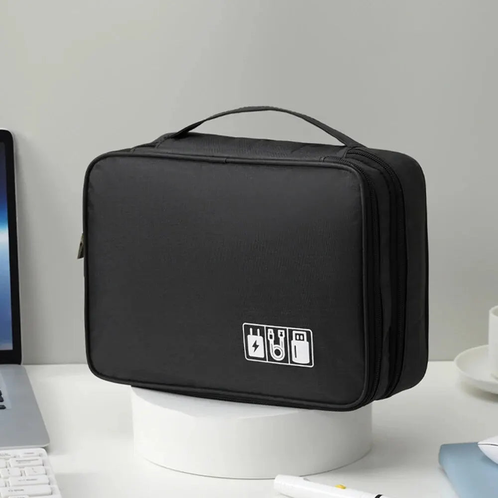 Multifunctional Digital Accessory Storage Bag for Electronics Black