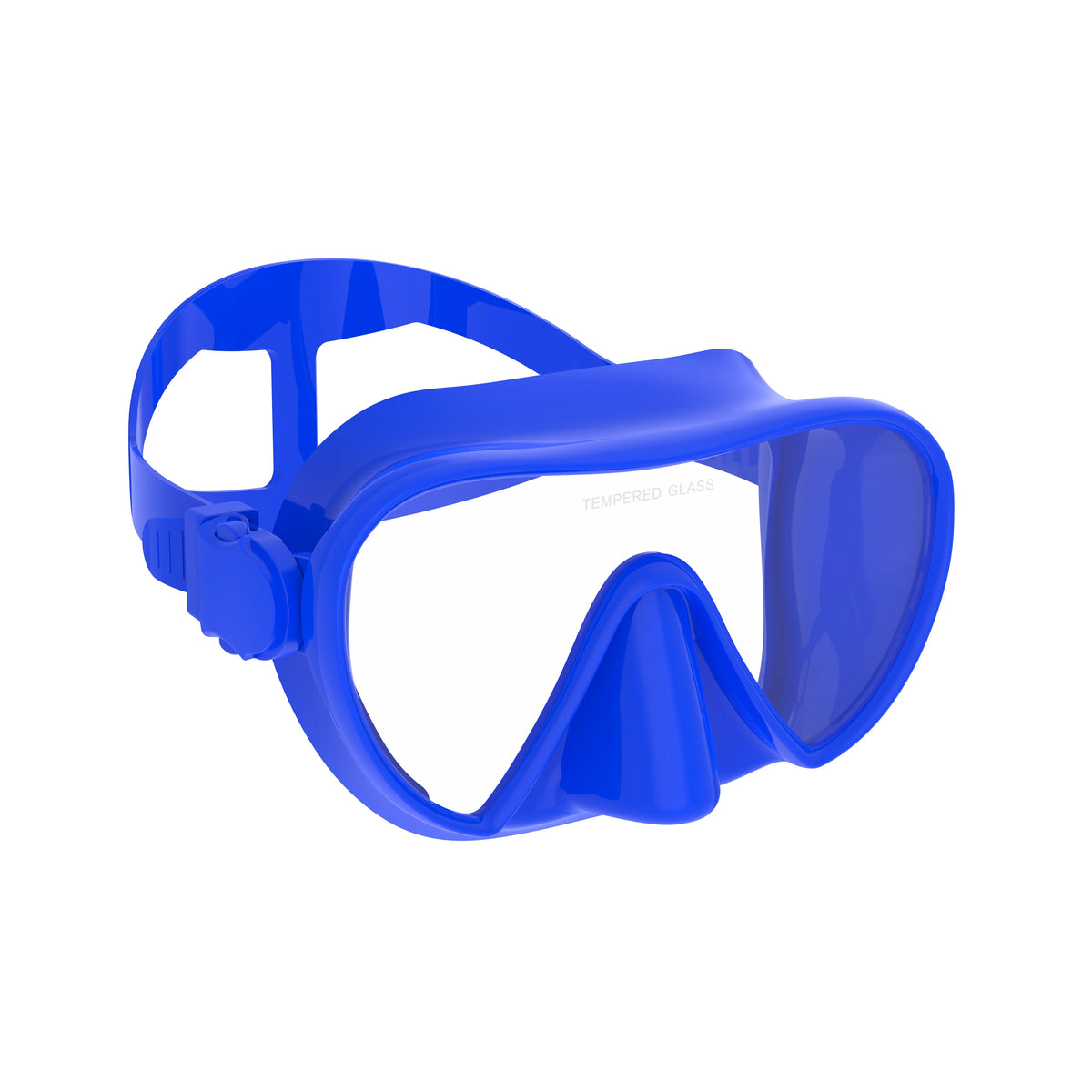 Frameless Scuba Diving Mask with Panoramic Tempered Glass and Silicone Skirt Blue / CHINA