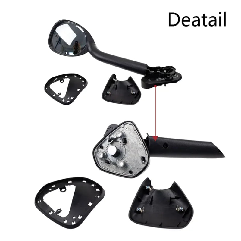 Rear View Mirror Clear Glass with Durable Black Shell for Toyota Hiace Front Left