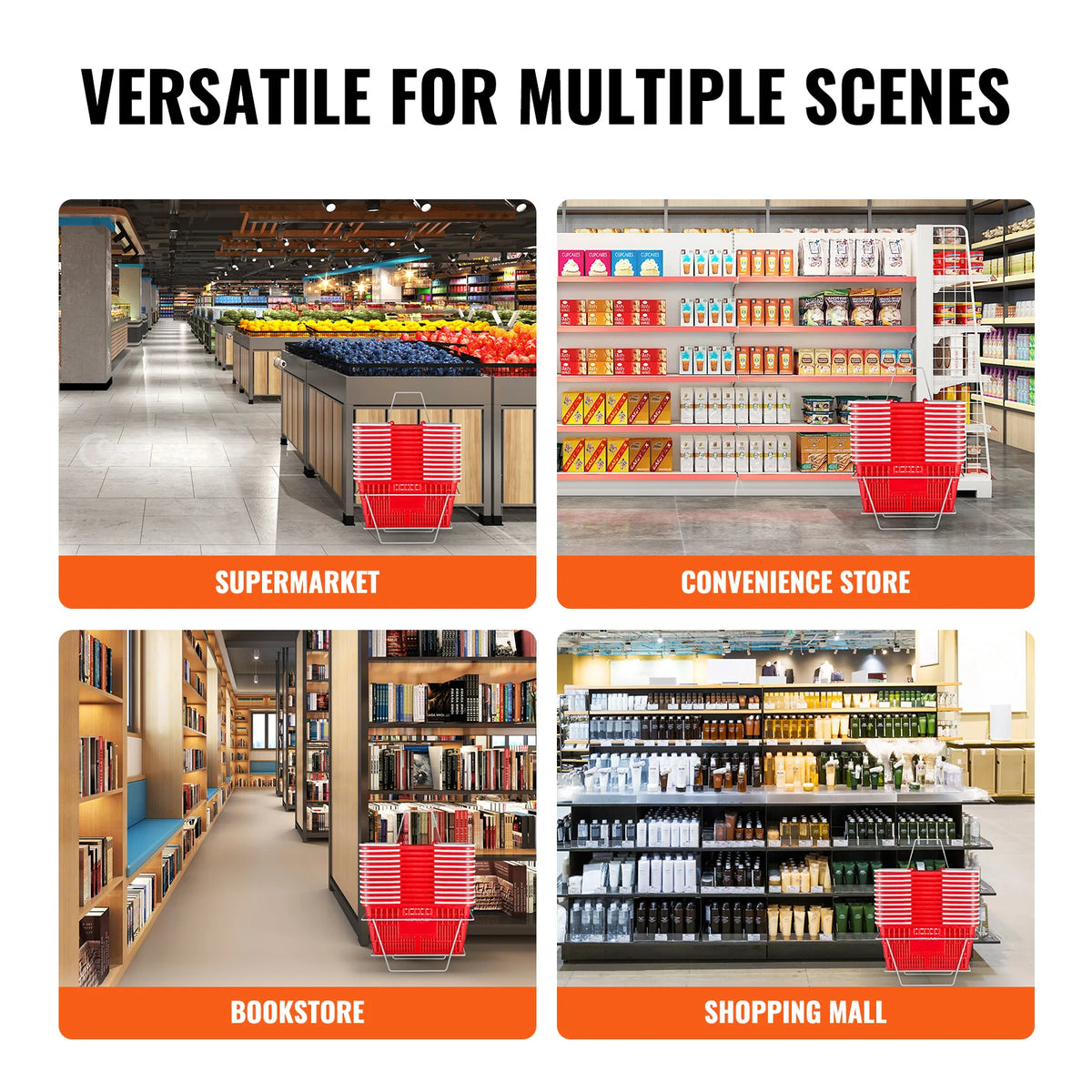 SucceBuy 12PCS Shopping Baskets 21L Plastic &ndash; Eco Friendly