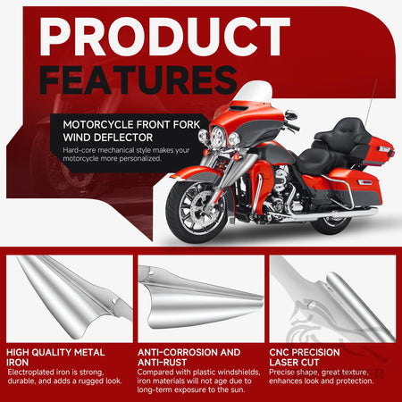 Chrome Fork Front Wind Deflector &ndash; Durable Chrome Finish