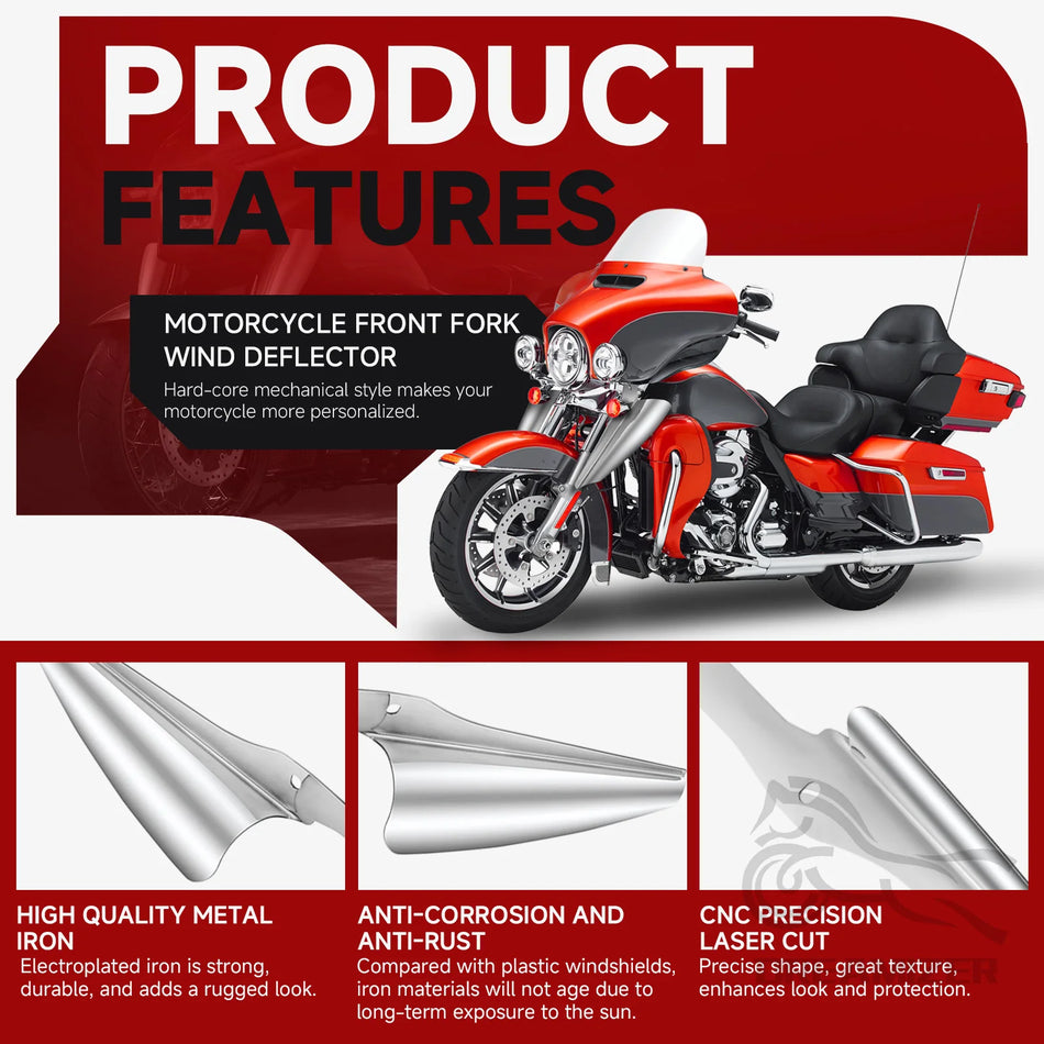 Chrome Fork Front Wind Deflector &ndash; Durable Chrome Finish