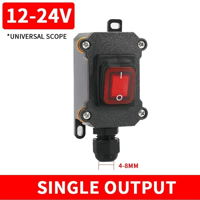 IP65 Waterproof Outdoor Rocker Switch with LED Indicator and Inline Cord Single  red 12-24V / 20 PCS