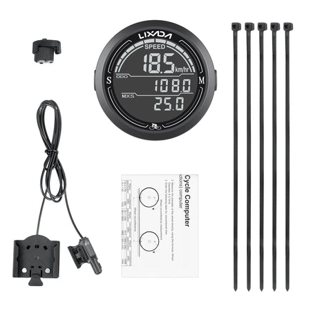 Lixada Wired Bike Speedometer Round &ndash; Waterproof IPX6 Black Screen