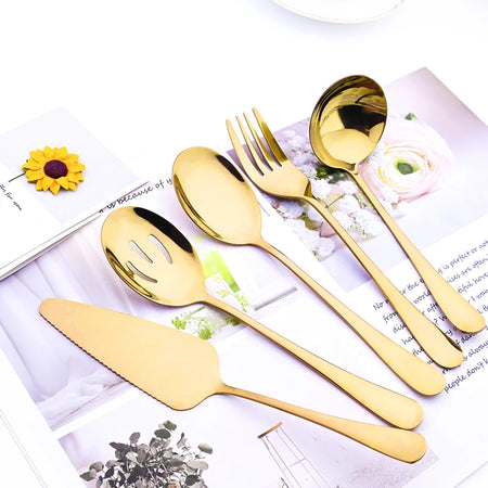 KNGZI 5/7Pcs Serving Utensils Set &ndash; Eco-Friendly Stainless Steel Design