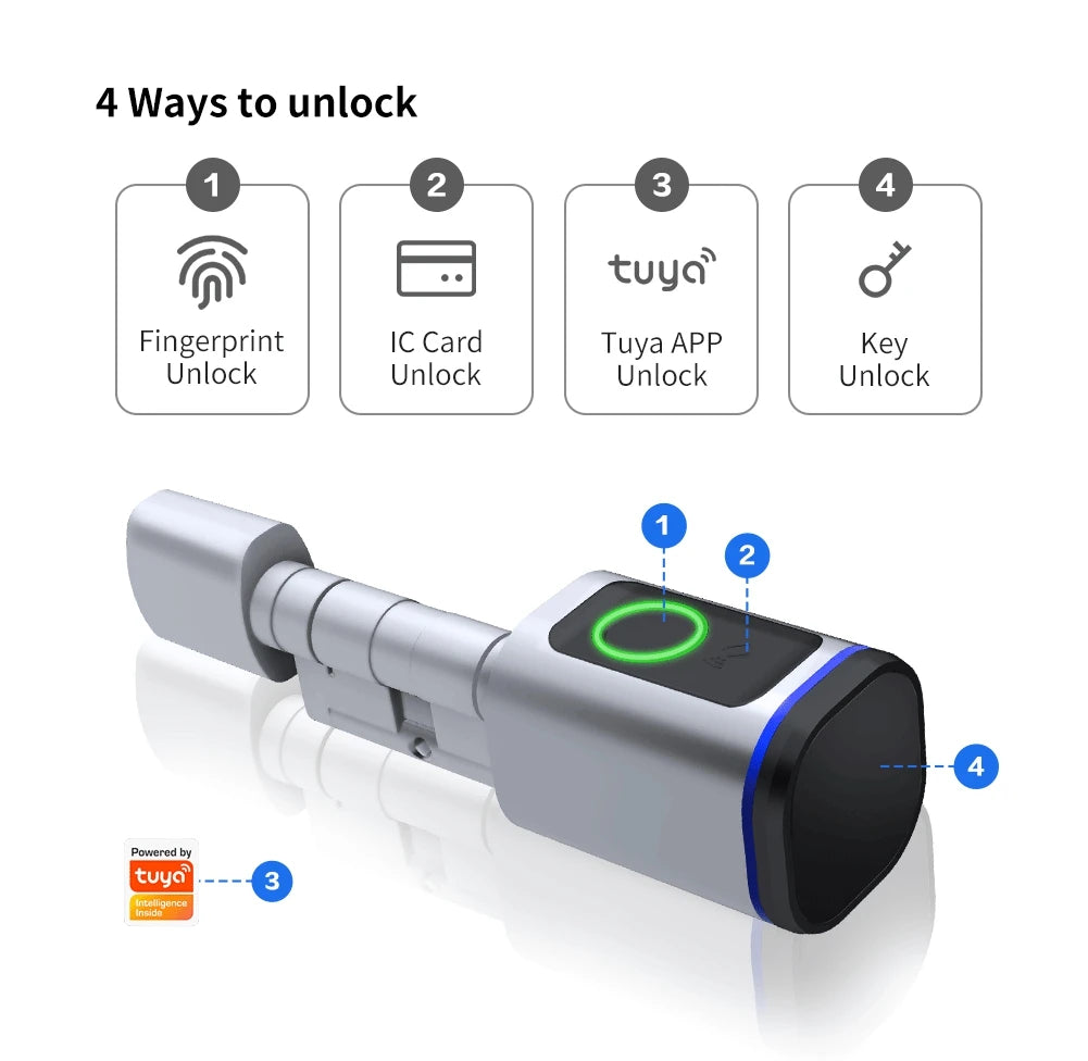 Bluetooth Fingerprint Smart Door Lock with Tuya App Compatibility, IC Card, and Key Unlock &ndash; Advanced Home Security System by iAooGee