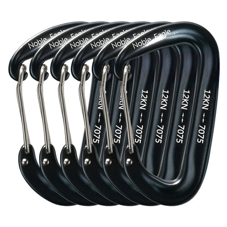 6Pcs 12kN Carabiners Set &ndash; Ultra Lightweight Outdoor Use Noble12KN 6PCS Gray