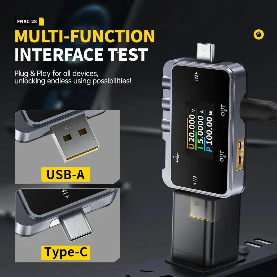 FNIRSI FNAC28 2In1 Type C USB Prober 6.5A Digital Voltmeter
