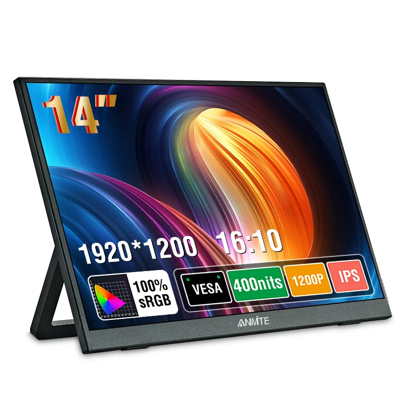 Anmite 14/16-Inch Portable Touch Monitor &ndash; 1200P HDR with Low Blue Light 14 Inch Non-Touch