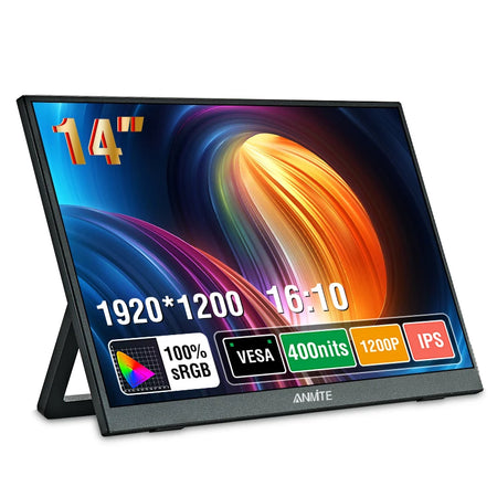 Anmite 14/16-Inch Portable Touch Monitor &ndash; 1200P HDR with Low Blue Light 14 Inch Non-Touch
