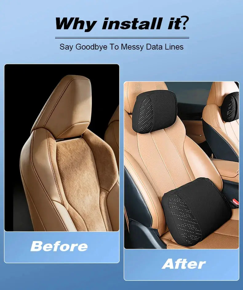 Vtear Universal Car Neck Pillow Lumbar Support Headrest Cushion Memory Foam Luminous Breathable Perforated Interior Accessories by InterCyprus Trading Ltd