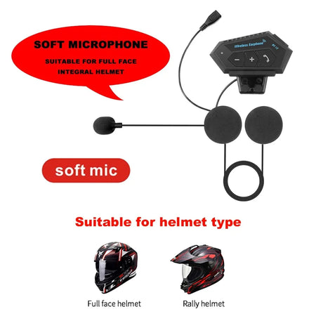 Motorcycle Helmet Headset Bluetooth 5.0 &ndash; IP67 Waterproof Soft Mic