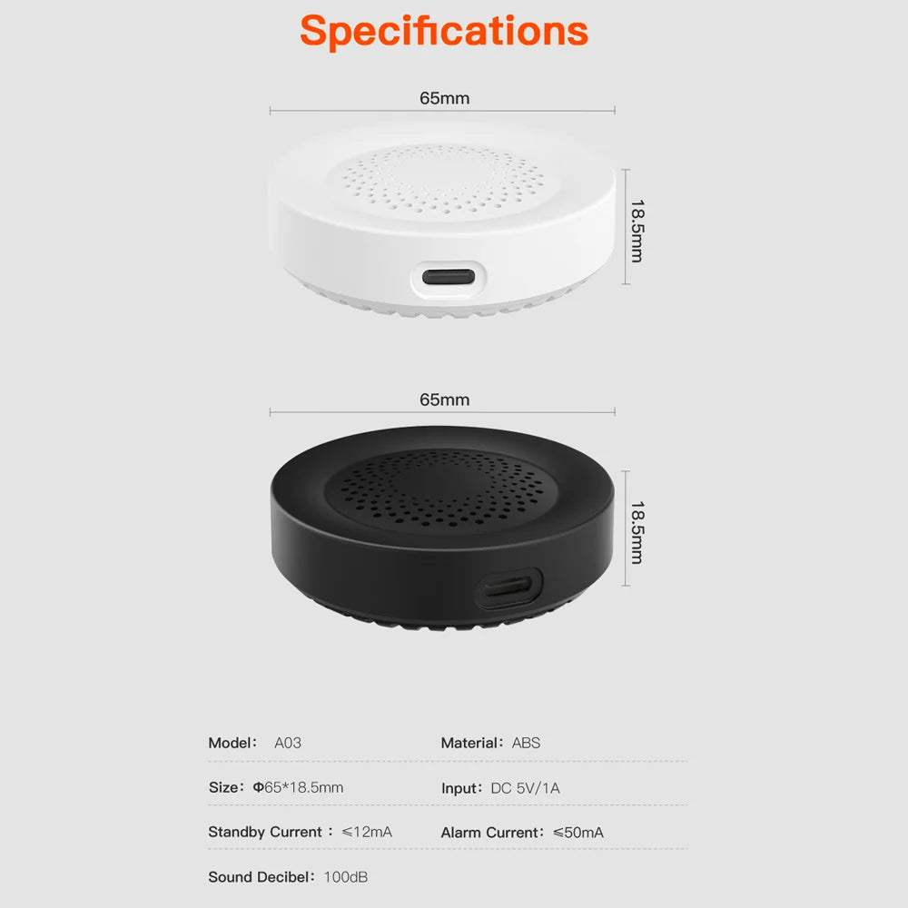 Tuya WiFi Siren Alarm - Smart Home Security 100dB Speaker, Alexa &amp; Tuya Compatible