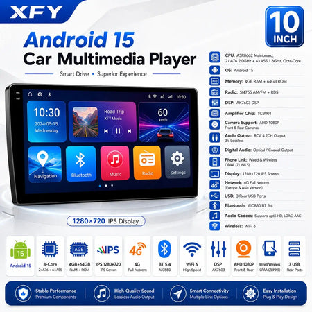 Android 15 2Din Car Radio With Wireless CarPlay For VW Audi by InterCyprus Trading Ltd