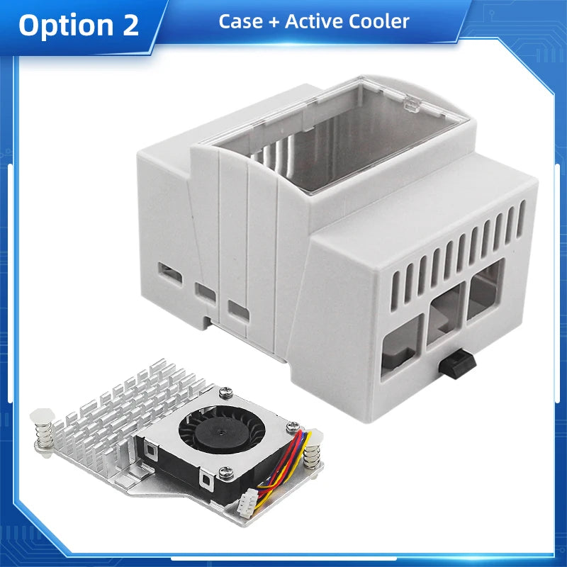 Raspberry Pi 5 DIN Rail Case &ndash; Large Inner Space with Clear Top Window Case Active Cooler