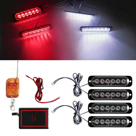 4PCS Grill Car LED Light Strobe Red Blue Emergency Remote Wireless Control Flash Signal Fireman Beacon Warning Lamp Yellow White by InterCyprus Trading Ltd