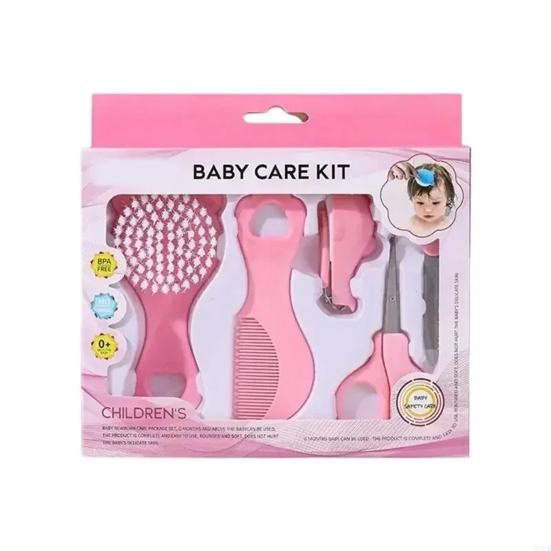 Infant Comb 5 Piece Bristle Soft Grooming Set &ndash; Gentle Hair Care for Babies Pink
