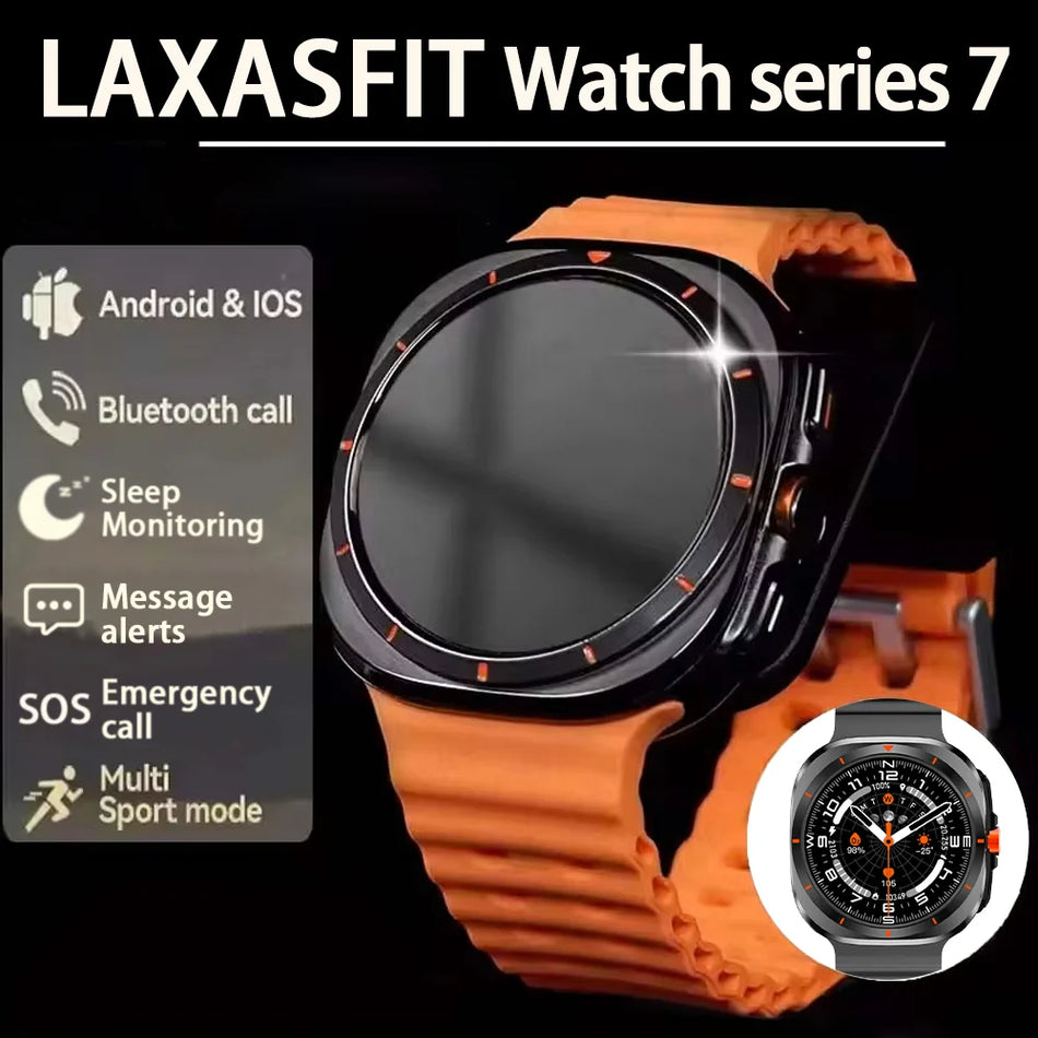 LAXASFIT 2025 Smartwatch Homem AMOLED Fitness BT Chamada Android IOS