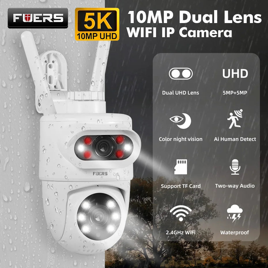 FUERS 5K 10MP Dual Lens IP Camera