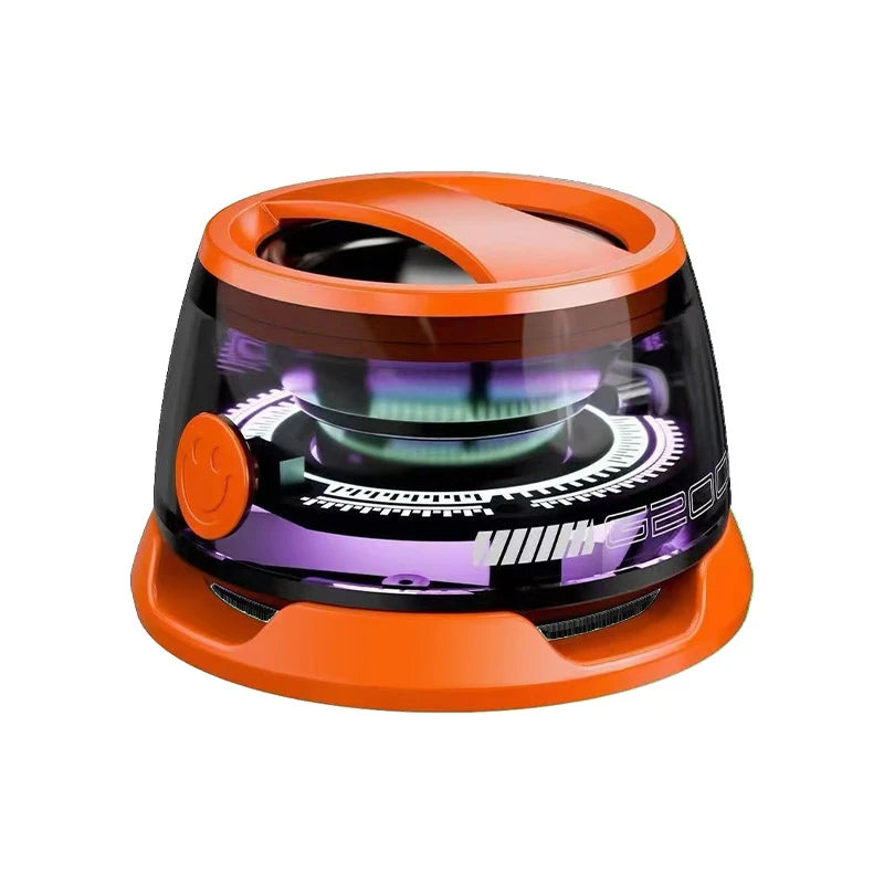 Portable VIKEFON Bluetooth Speaker G200 - RGB Lighting, Magnetic Mount, BT5.3, 7-Hour Playback, Phone Holder Orange