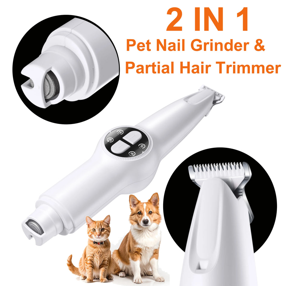 Quiet 2 In 1 Electric Dog Nail Grinder And Cat Hair Trimmer