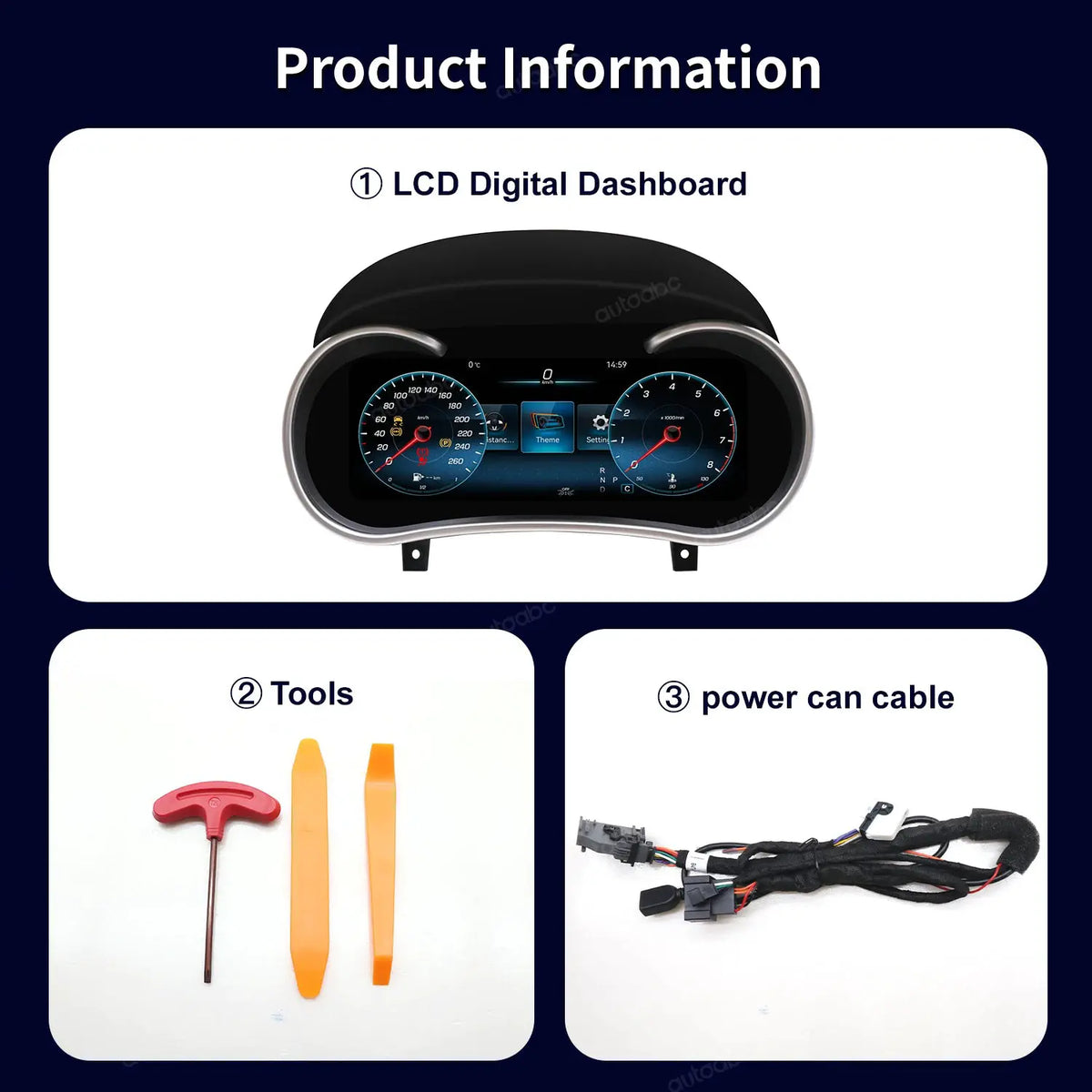 AUTOABC 10.25' LCD Digital Dashboard Cluster Wireless CarPlay Android Auto For Benz ML GL GLE GLS G W166 X166 W463 2012-2018 Yea by InterCyprus Trading Ltd
