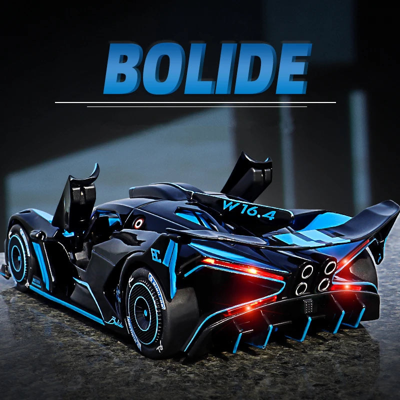 1:24 Scale Diecast Car Model with Sound and Light for Bugatti Bolide