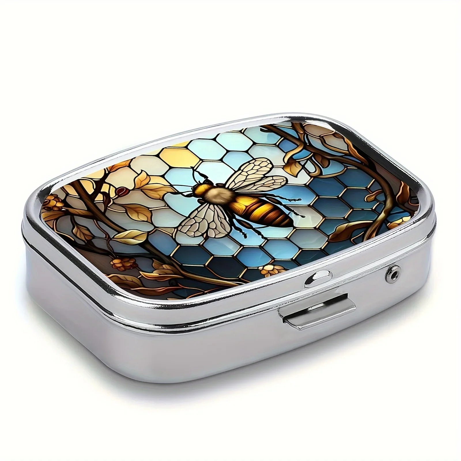 Compact Colored Metal Travel Pill Case and Jewelry Organizer