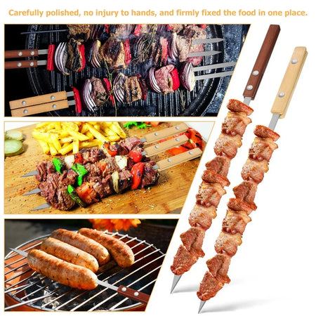 Premium Stainless Steel BBQ Skewers - Perfect for Shish Kebab and Grilling
