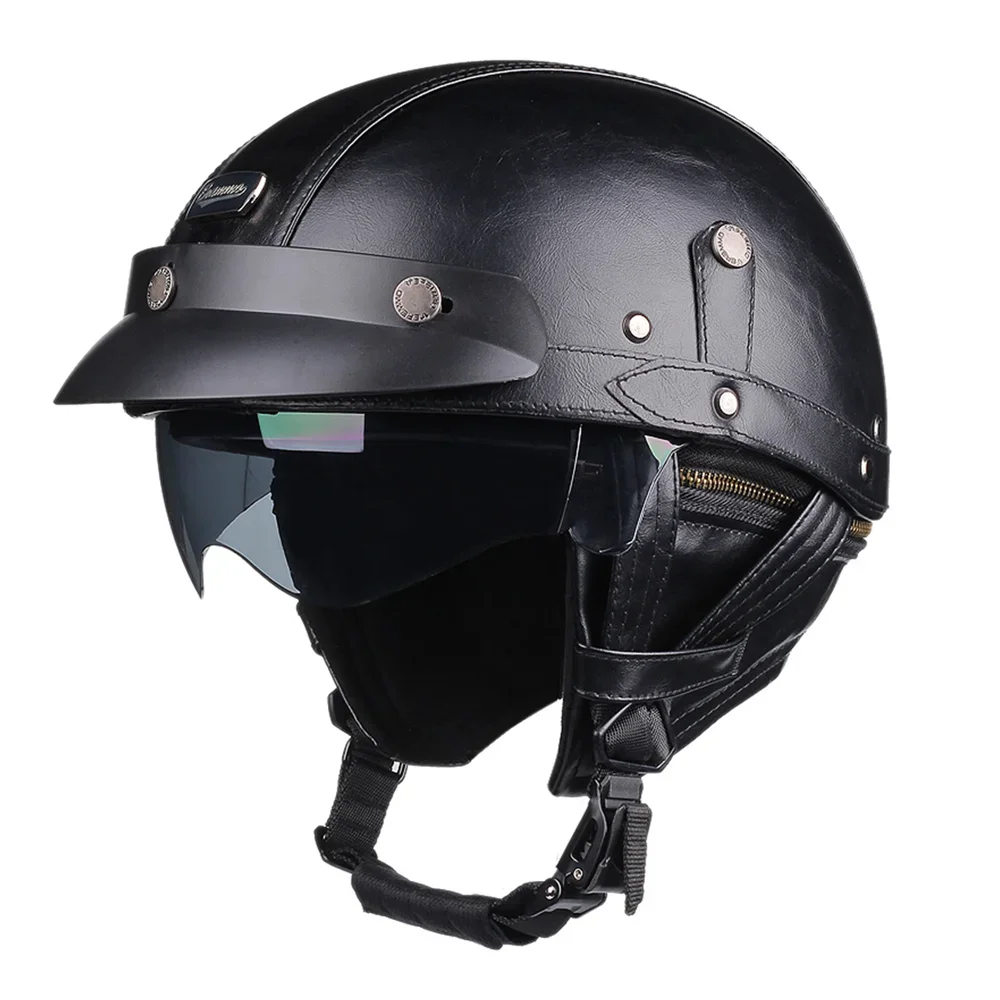 Herobiker Retro Half Helmet &ndash; DOT Certified Lightweight ABS 535 Black / L