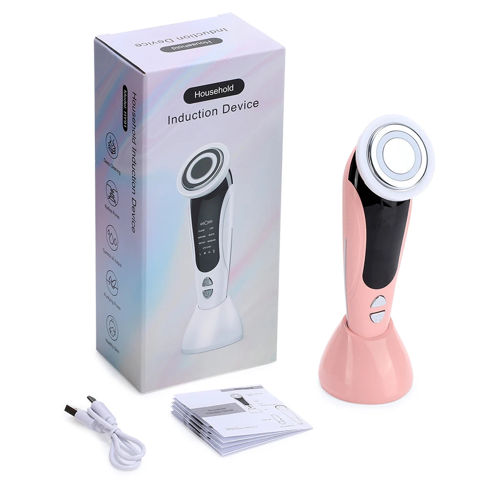 7 In 1 Face Massager Red Light Therapy &ndash; Skin Rejuvenation Pink