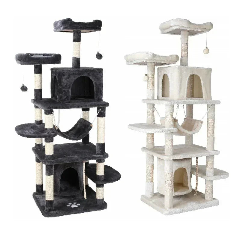 Torre de árbol para gatos de 170 cm, condominio, poste de rascado, suave, para gatos de interior