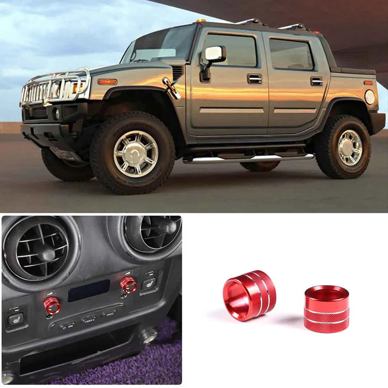 Couvercle de bouton en alliage d'aluminium rouge argent pour Hummer H2 2003-2007