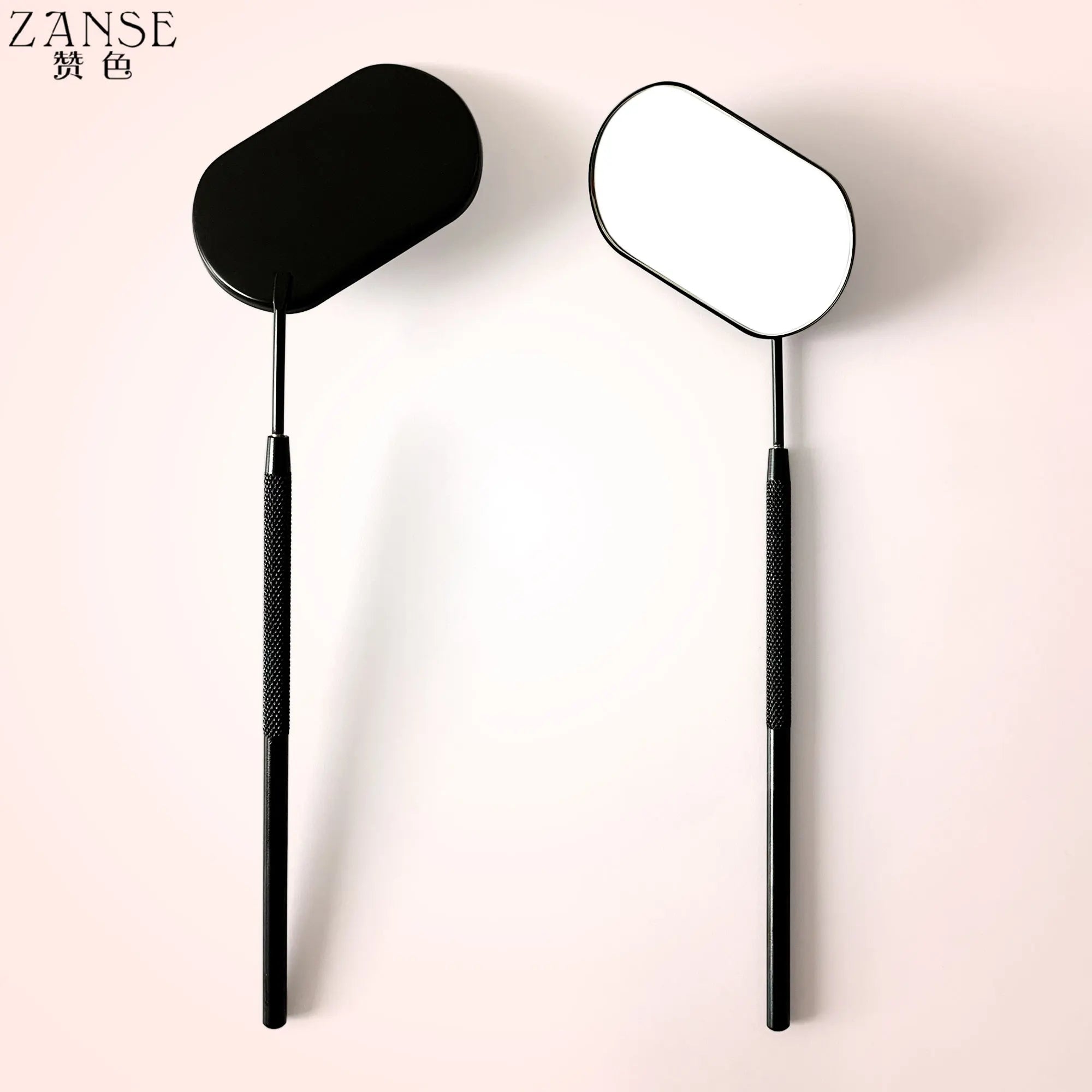 ZANSE Stainless Steel Eyelash Extension Mirror with Long Handle 1piece Black
