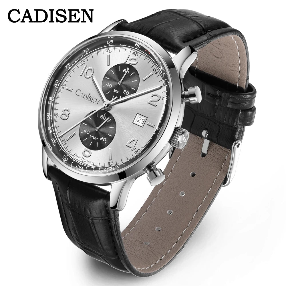 Cadisen Miyota 0S11 Chronograph Watch &ndash; Sunburst Dial White Dial