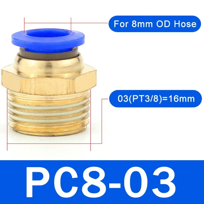 5PCS Pneumatic Quick-Connect Straight Fittings - Versatile Air Hose Connectors PC8-03 (3I8) / 5PCS