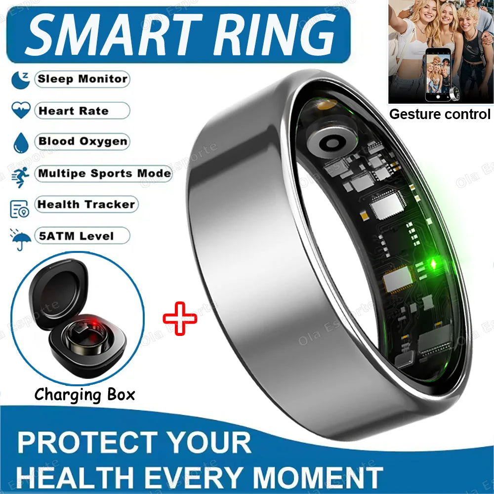 2025 Smart Ring: Heart Rate, Blood Pressure, Sleep Monitoring &amp; Motion Tracking Silver Box / 11