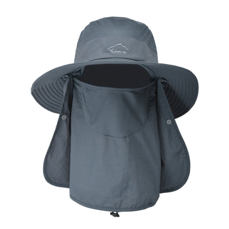 Sun Hat UV Protection Wide Brim Neck Flap &ndash; Sun Shield Dark gray