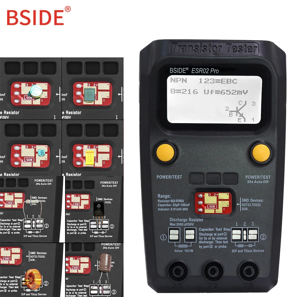 BSIDE ESR02PRO Transistor Tester SMD &ndash; Capacitance Testing