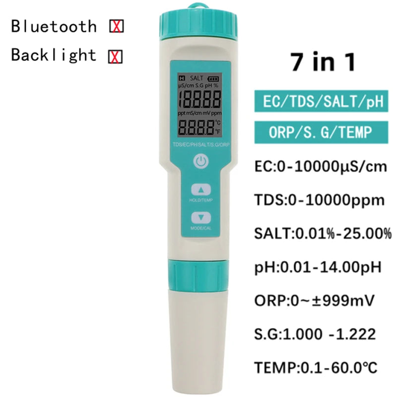 Bluetooth Digital 7 In 1 PH Meter &ndash; Water Quality Monitor