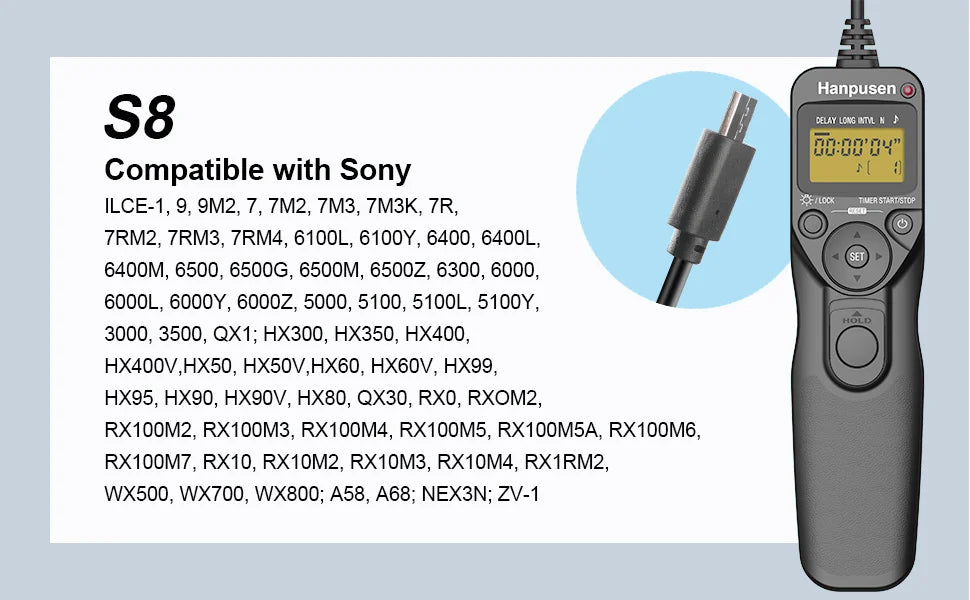 Camera Time Lapse Remote for Canon, Nikon, Sony, Olympus TR90 S8 For Sony / China