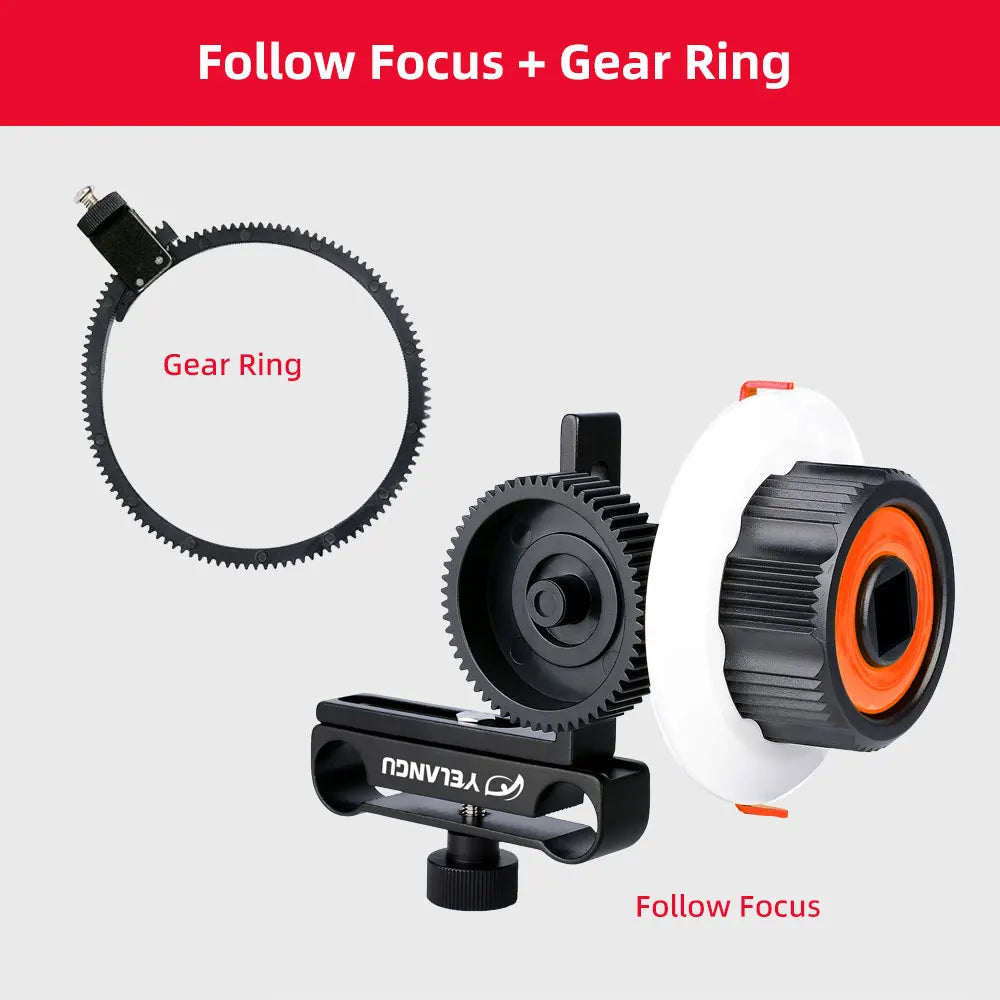 YELANGU Portable Mini Follow Focus Wireless Lens Control for DSLR and BMPCC 4K Orange