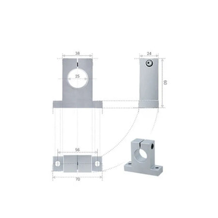 Aluminium Linear Motion Rail Clamping Rod Support Bracket 8-60mm