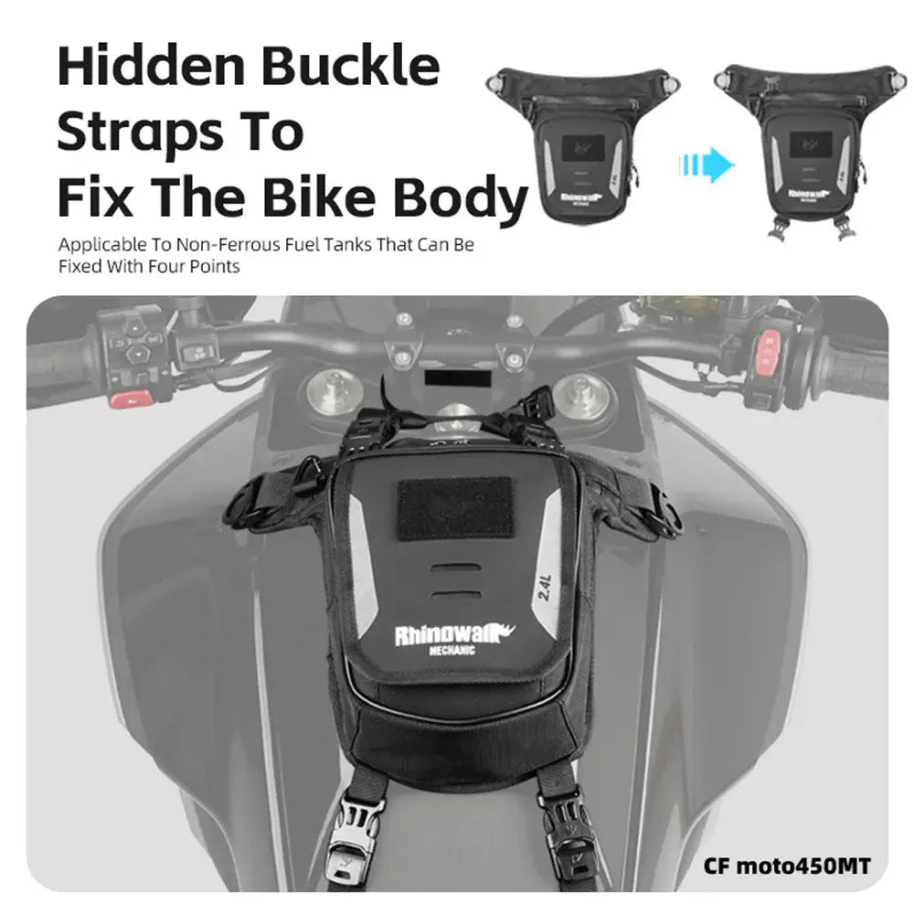 Rhinowalk Magnetic Motorcycle Tank Bag 2.4L Drop-Waist Leg Bag with Multi-Compartment & Hidden Buckle by InterCyprus Trading Ltd