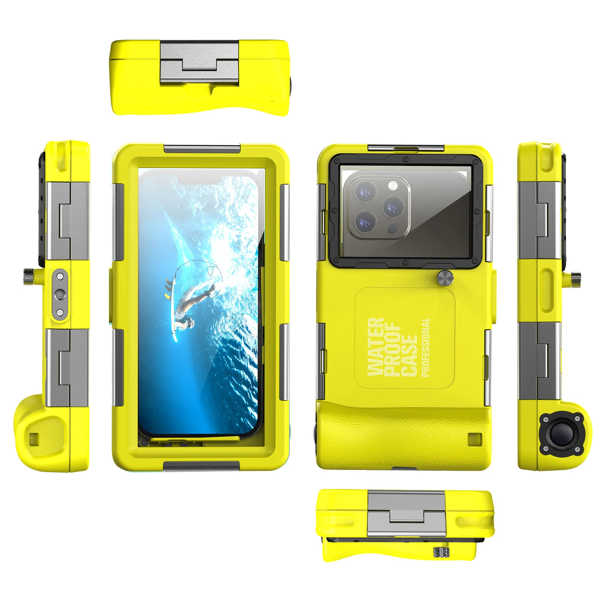 Shellbox Waterproof Phone Case &ndash; IP68 Standard for Diving and Swimming yellow black / for phone series(6.9&quot;) / Case &amp; Strap|PC